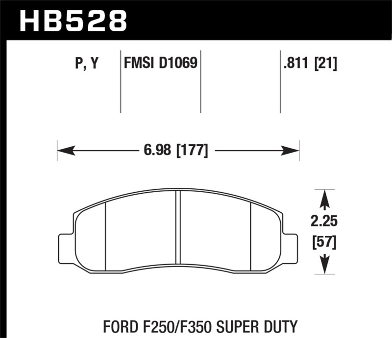 Ford F350 Brake Pads - Front - Hawk Performance - Super Duty, High Performance Street - `05-`11